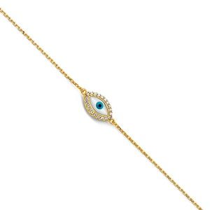 14k Gold Blue Evil Eye Bracelet.